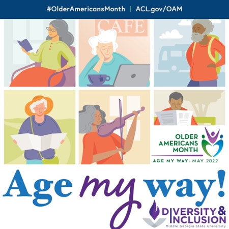Graphic displaying older Americans announcing that May is Older Americans Month.
